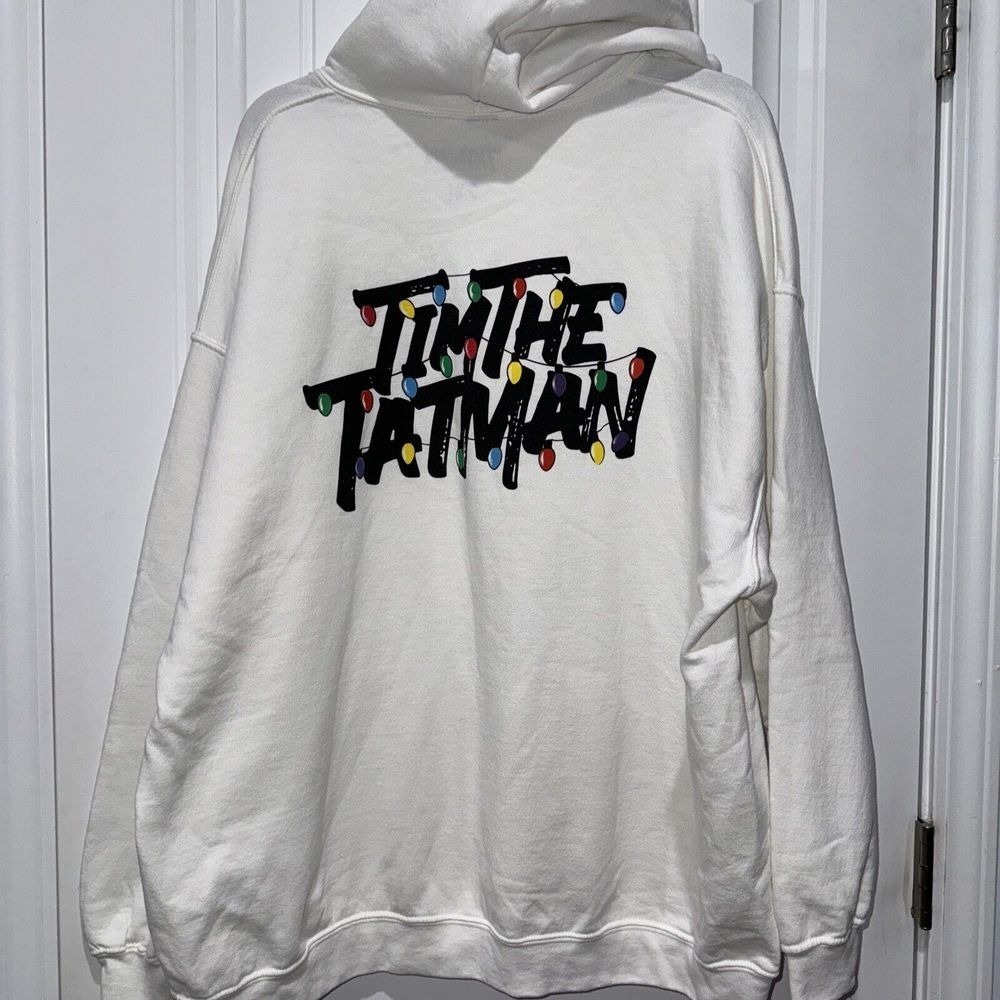 TimTheTatman Hoodie Unisex 2XL White Christmas Lights Graphic Gaming Merch